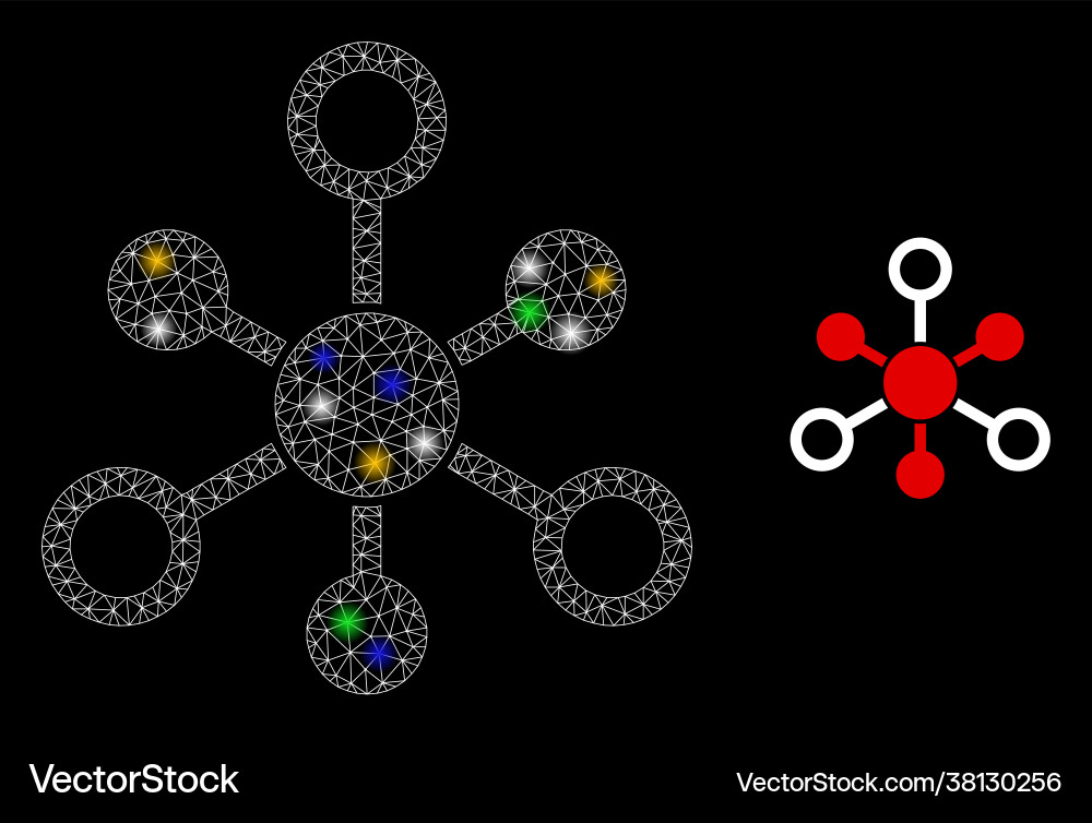 Net internet nodes glare icon with colored Net internet nodes glare icon with colored vector image