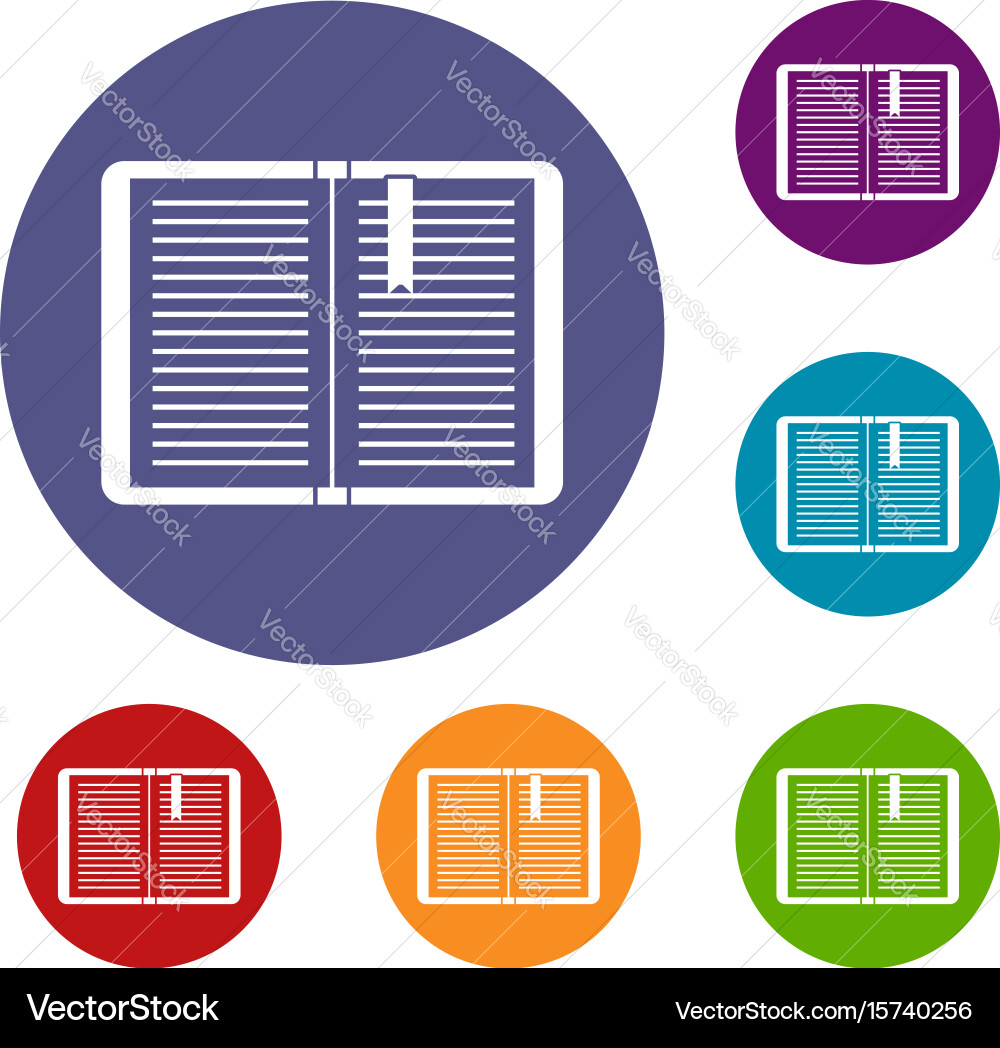 Open tutorial with bookmark icons set Vector Image