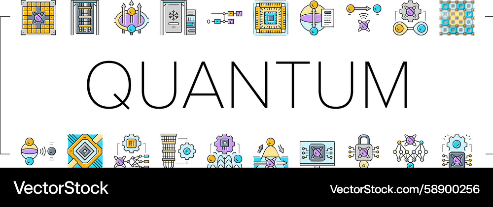 Quantum Qubit Icon Set - Computing Vector Image