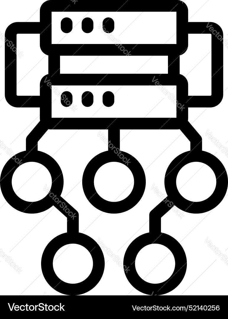 Server connecting to network devices icon showing Vector Image