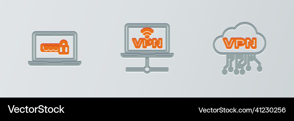 Set line cloud vpn interface laptop with password vector image