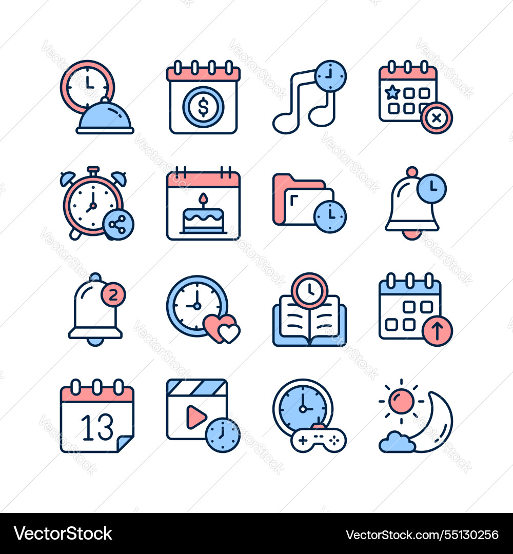 Set of icons for scheduling time management Set of icons for scheduling time management vector image