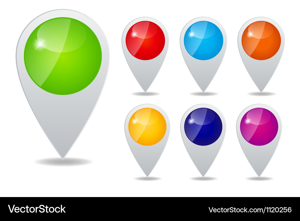 Set of round 3d map pointers vector image