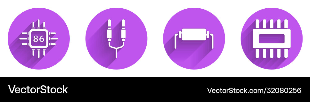 Set Prozessor mit Mikroschaltungen cpu Audio-Jack Vektorbild