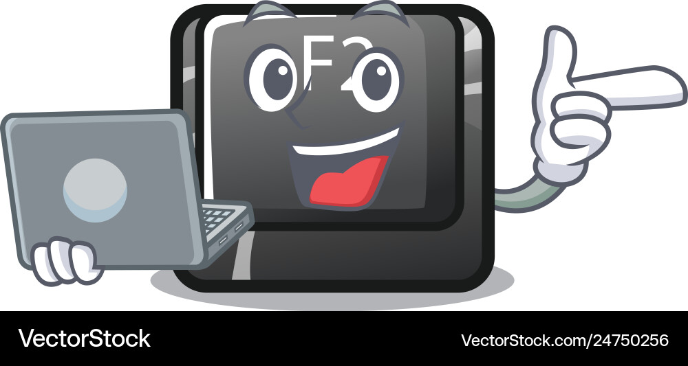With laptop button f2 in shape character With laptop button f2 in shape character vector image