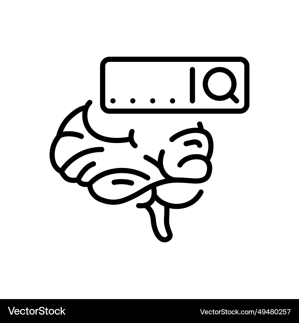 Brain and search engine line icon design Brain and search engine line icon design vector image