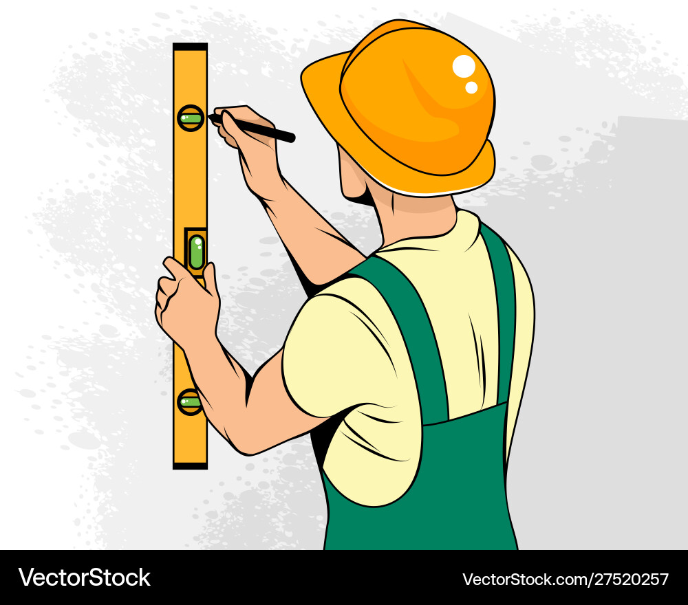 Builder with a level ruler Builder with a level ruler vector image