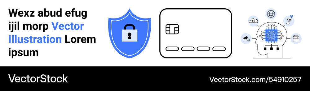 Cybersecurity concepts shield with lock credit Cybersecurity concepts shield with lock credit vector image