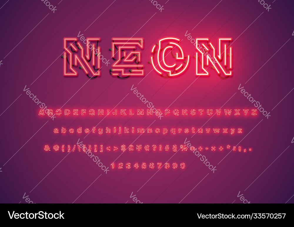 Dashed Neon Font with Glow vector image