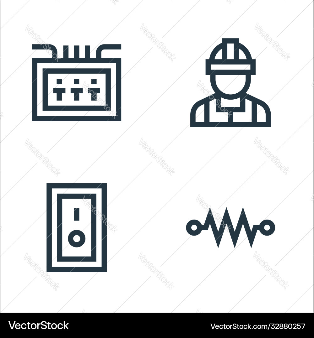 Electrician tools and line icons linear set Electrician tools and line icons linear set vector image