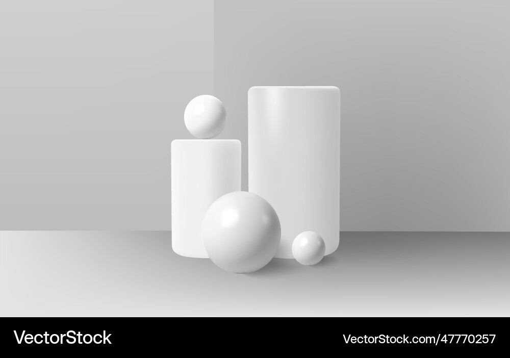 Empty 3d round square and rectangular podiums Vector Image
