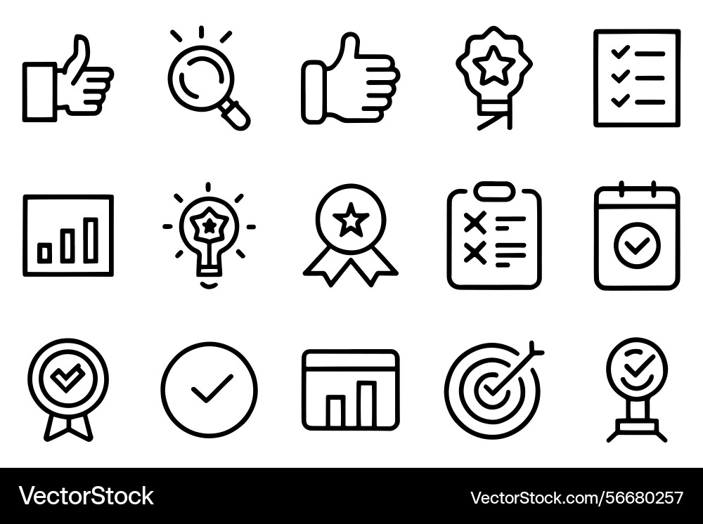 Evaluation result goal editable icon set stroke Vector Image