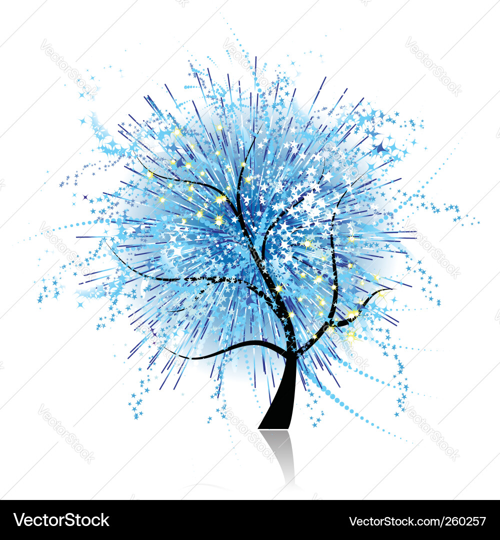 Fantasy Tree with Fireworks vector image