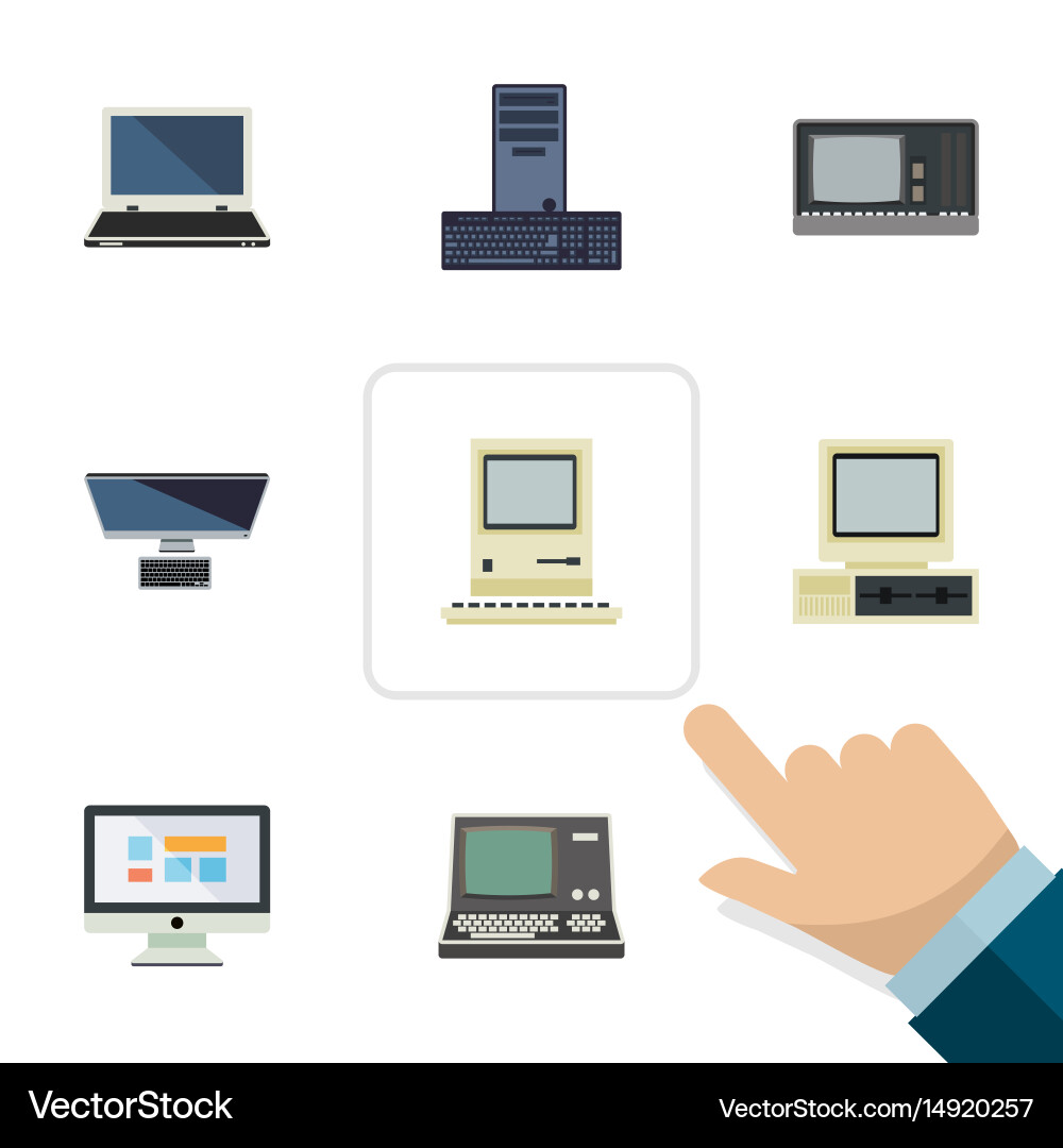 Flat notebook set of pc computing technology Vector Image