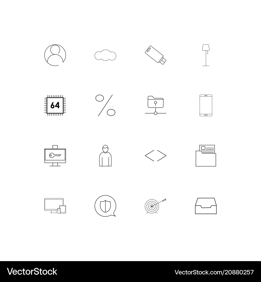 Internet technologies linear thin icons set vector image