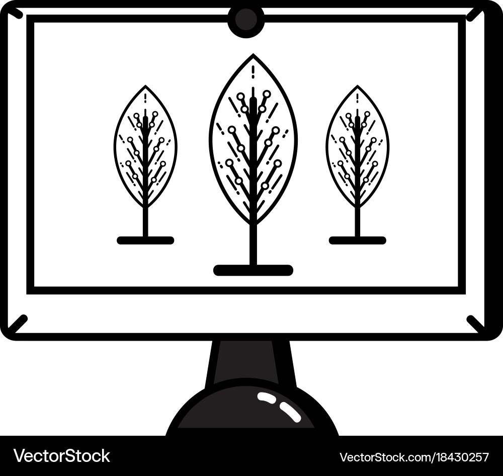 Line virtual reality trees inside screen Vector Image