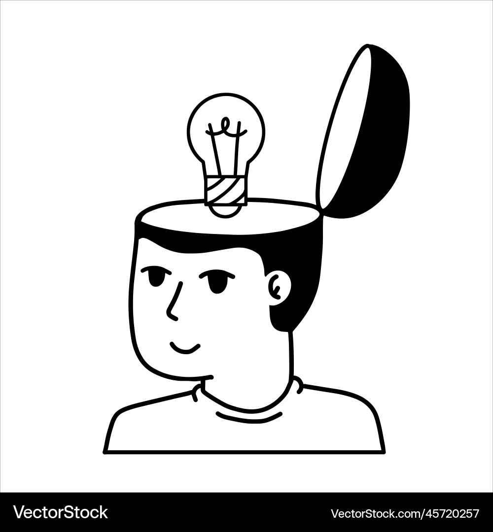 Man with open mind concept of idea Man with open mind concept of idea vector image