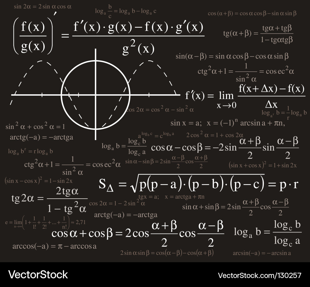 Mathematical Formulas Background Vector Image