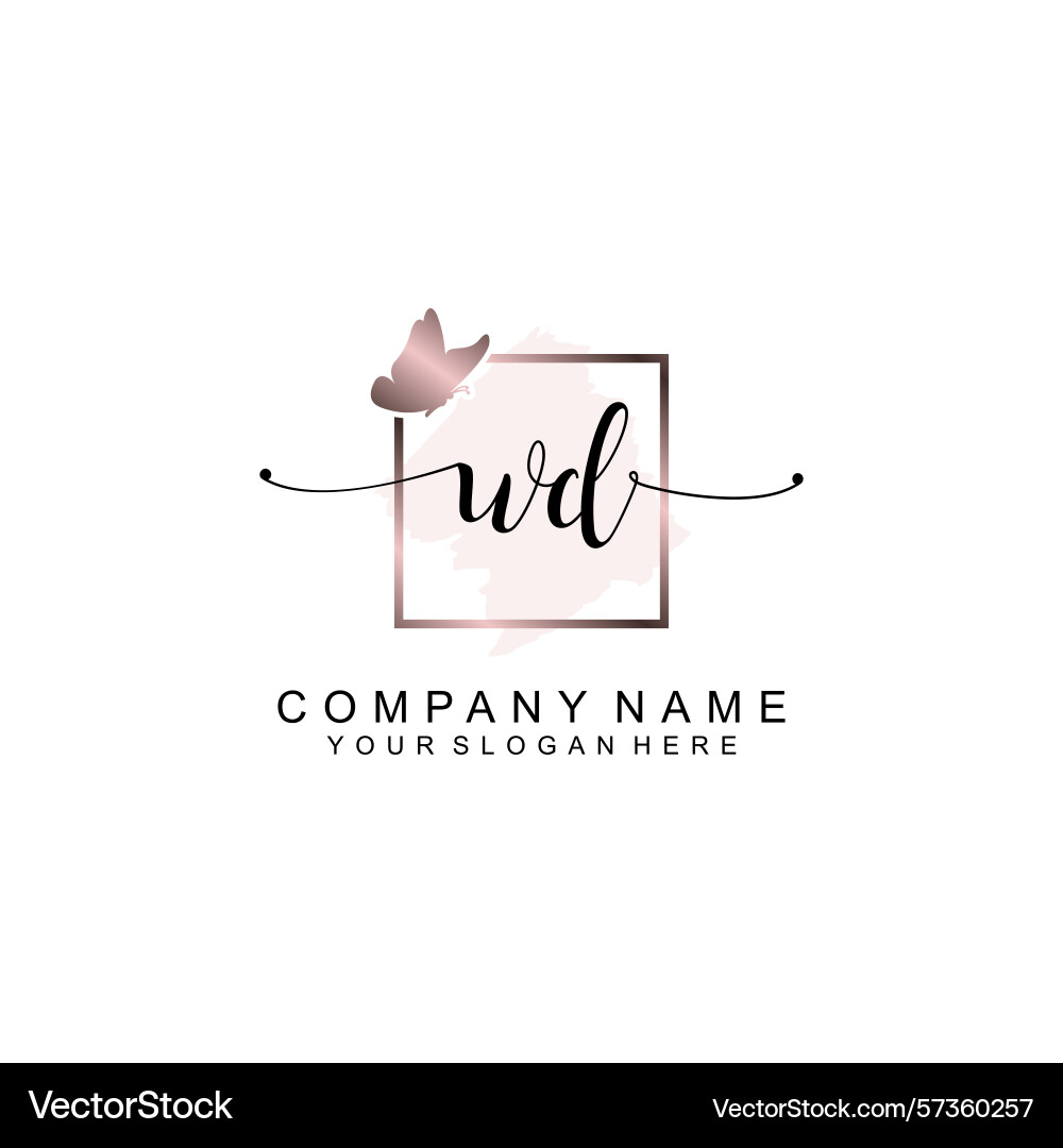 Minimalist handwritten wd initial logos with soft Vector Image