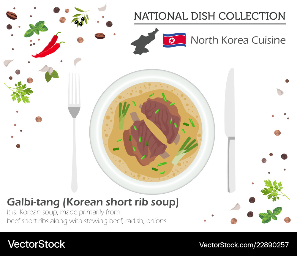 North korean cuisine asian national dish North korean cuisine asian national dish vector image