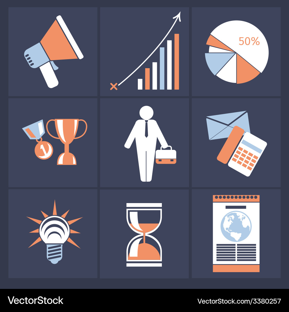 Office and business icons in gray buttons version vector image