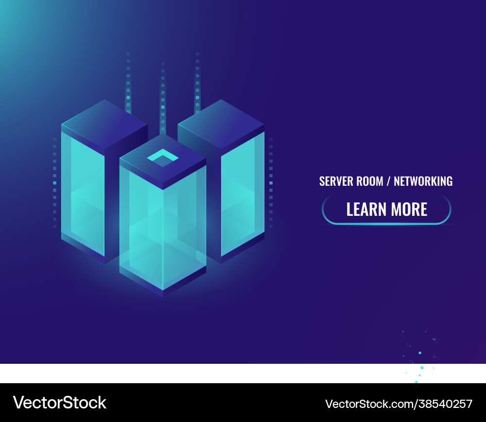 Server rack datacenter cloud storage isometric Server rack datacenter cloud storage isometric Vector Image