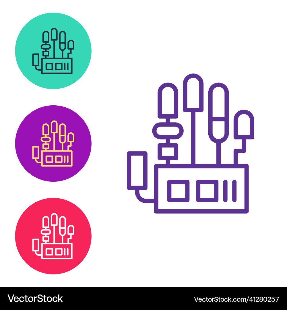 Set line mechanical robot hand icon isolated Vector Image