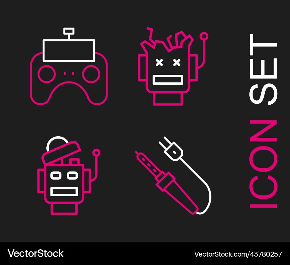 Set line soldering iron robot broken Set line soldering iron robot broken vector image