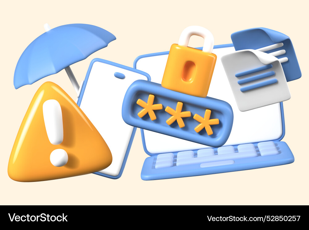 Set of 3d elements for concepts safe use Set of 3d elements for concepts safe use vector image