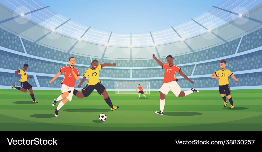 Soccer stadium players football match athletes Soccer stadium players football match athletes vector image