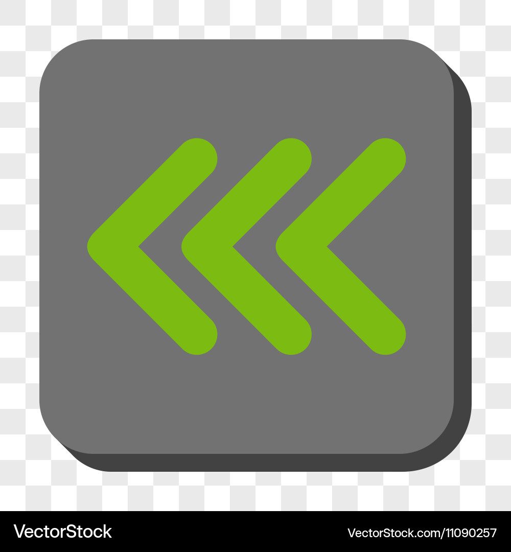Triple arrowhead left rounded square button vector image