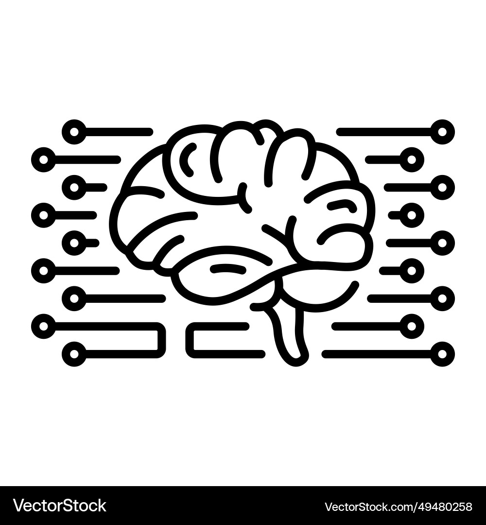 Brain and network line icon design Brain and network line icon design Vector Image