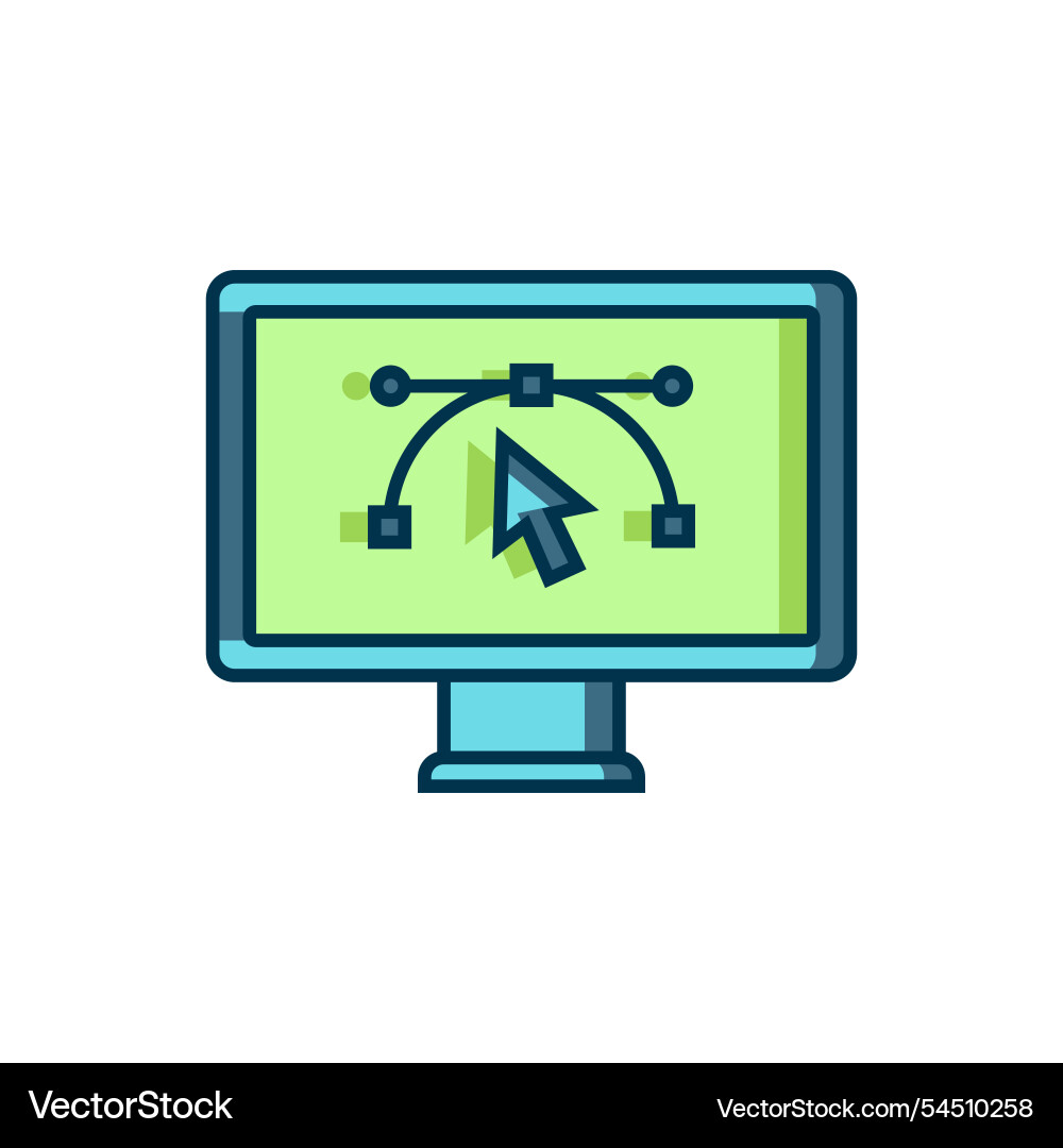 Filled outline computer display with design Filled outline computer display with design Vector Image