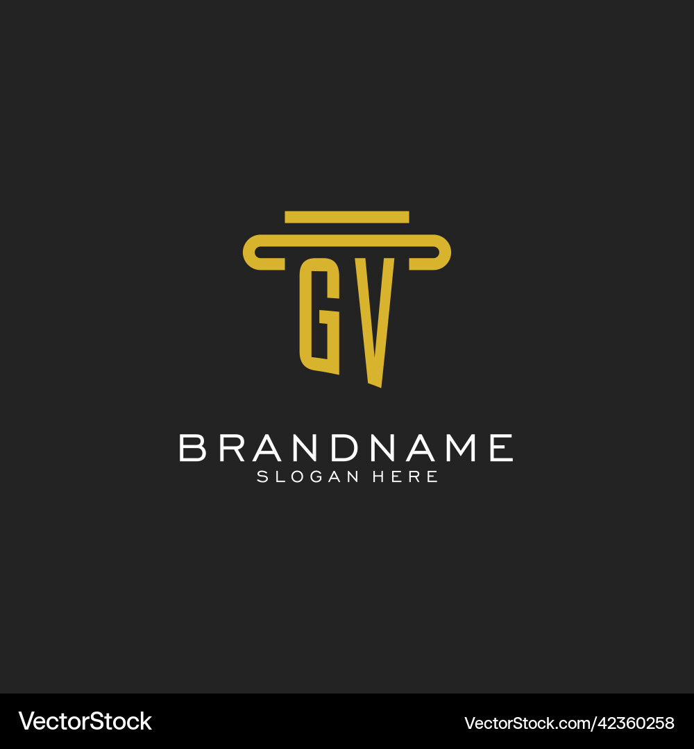 Gv initial logo with simple pillar style design Gv initial logo with simple pillar style design Vector Image