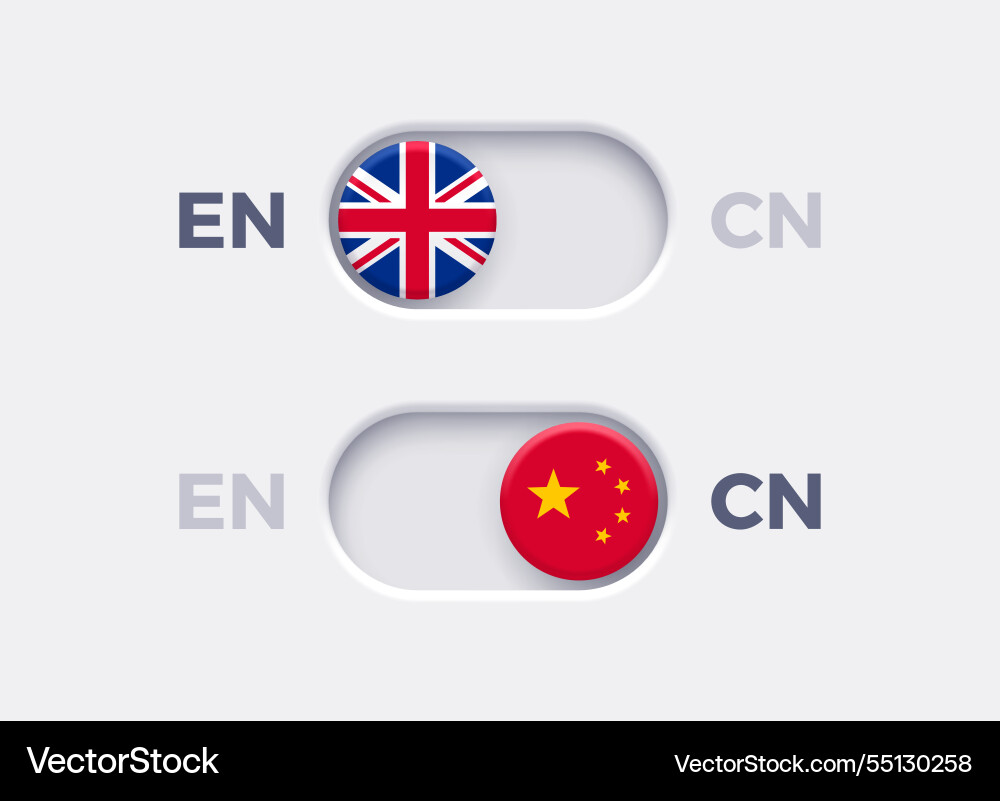Language mode toggle switch buttons Language mode toggle switch buttons vector image