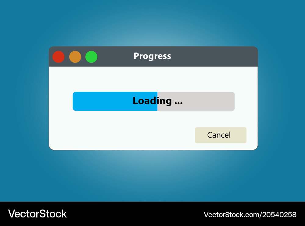 Loading data window with progress bar Vector Image