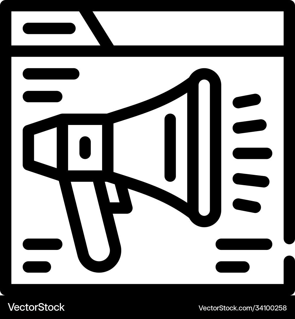 Loudspeaker on web site line icon Loudspeaker on web site line icon vector image