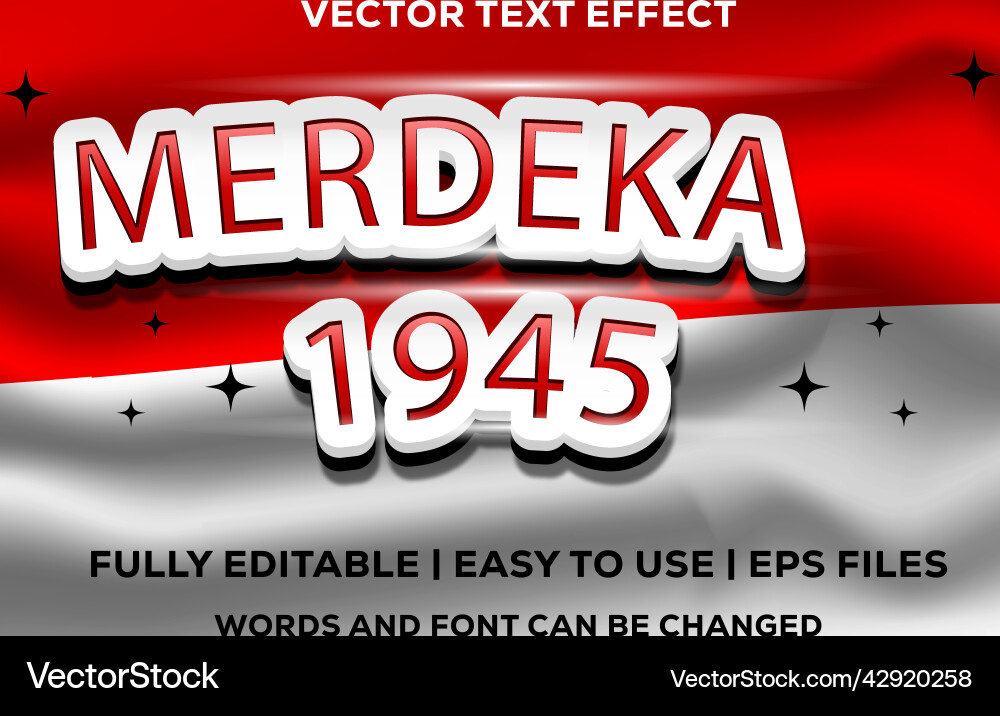 Merdeka text effect fully editable Merdeka text effect fully editable vector image