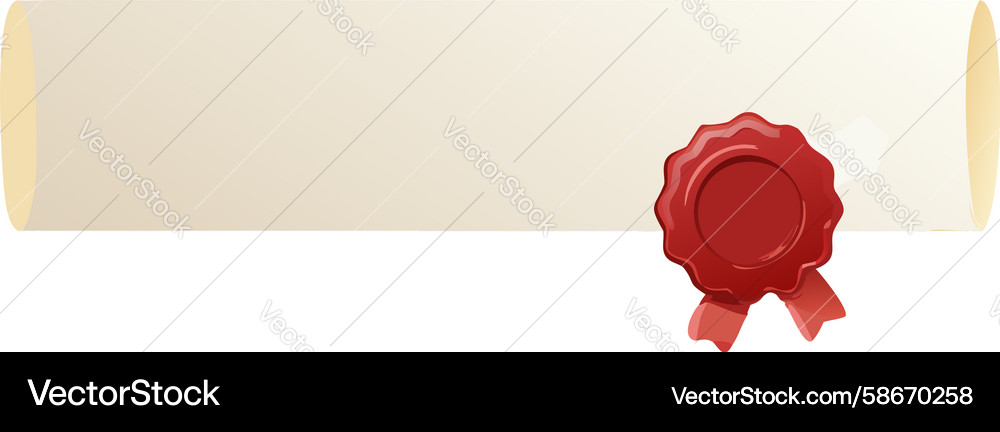 Rolled document with wax seal formal scroll Vector Image