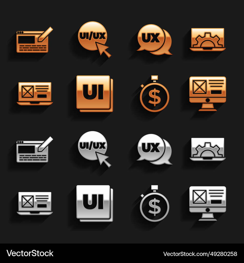 Set ui or ux design web development time is money Set ui or ux design web development time is money vector image