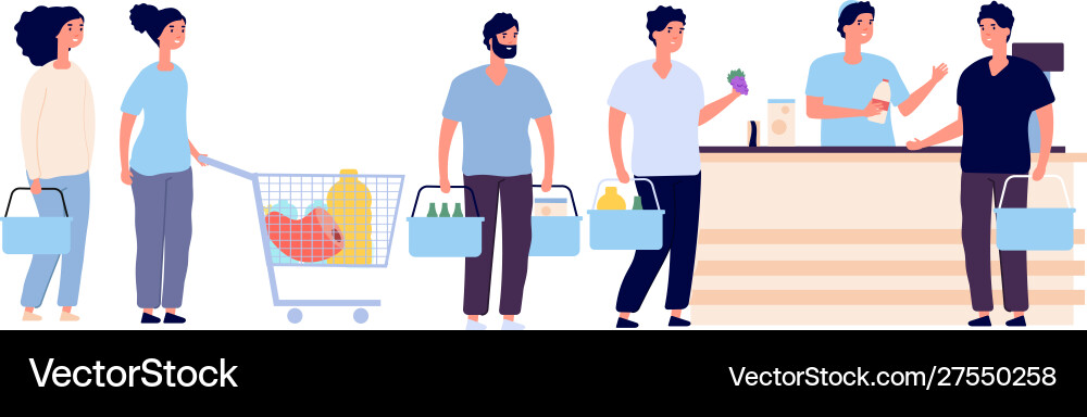 Shopping Queue - Customer Wait Vector Image