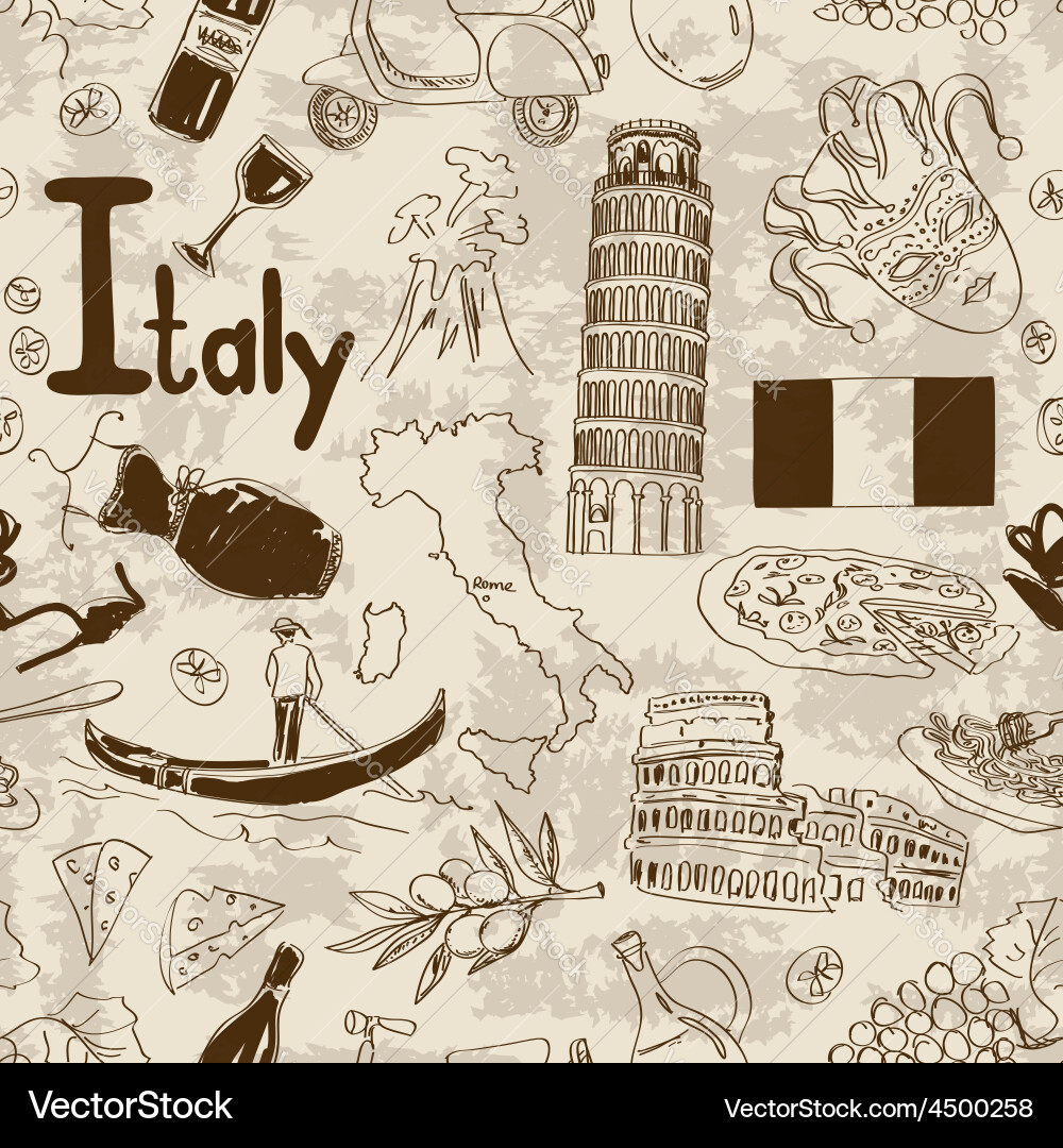 Sketch italy seamless pattern Vector Image