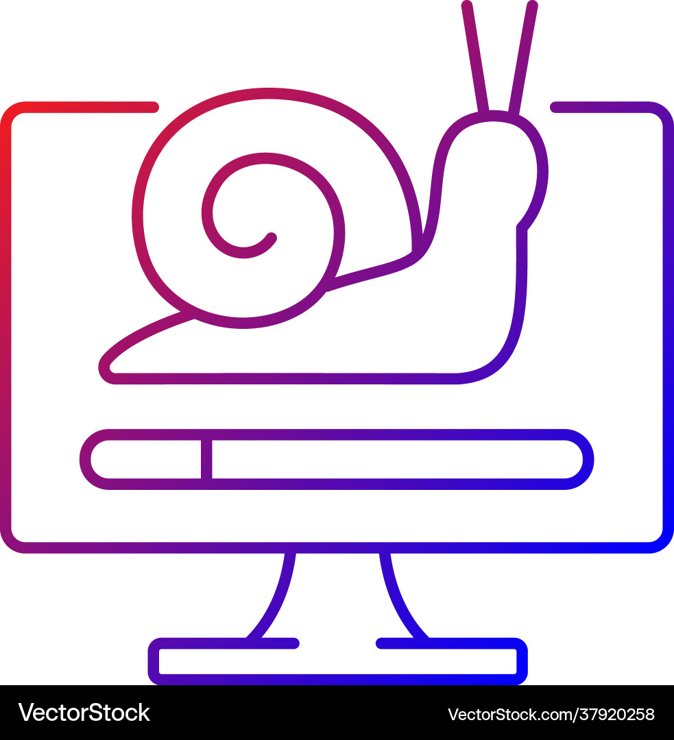 Slow computer gradient linear icon Slow computer gradient linear icon vector image