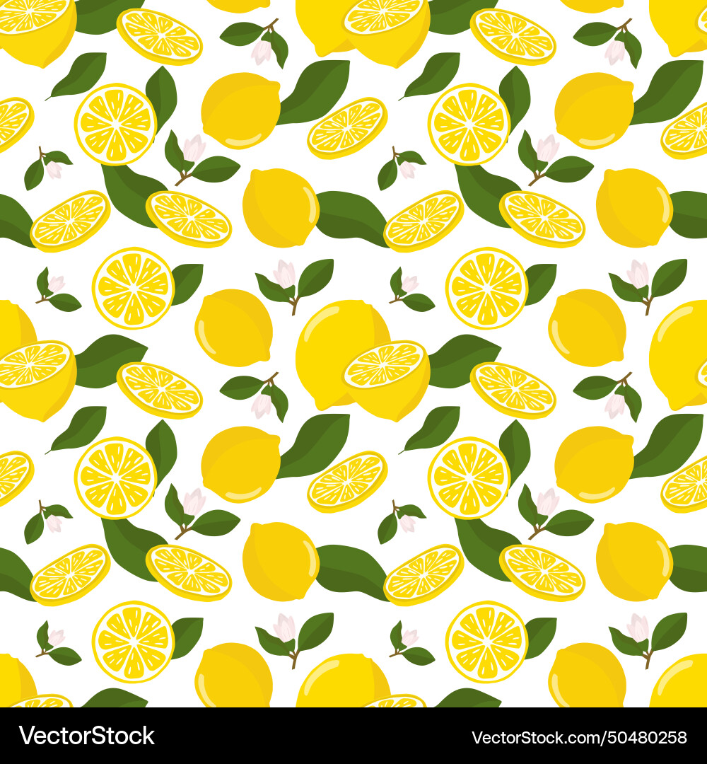 Summer pattern with lemon branch slices Summer pattern with lemon branch slices Vector Image
