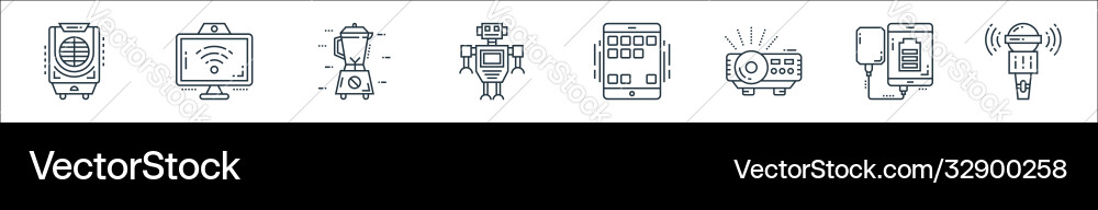 Technology devices line icons linear set quality Technology devices line icons linear set quality vector image