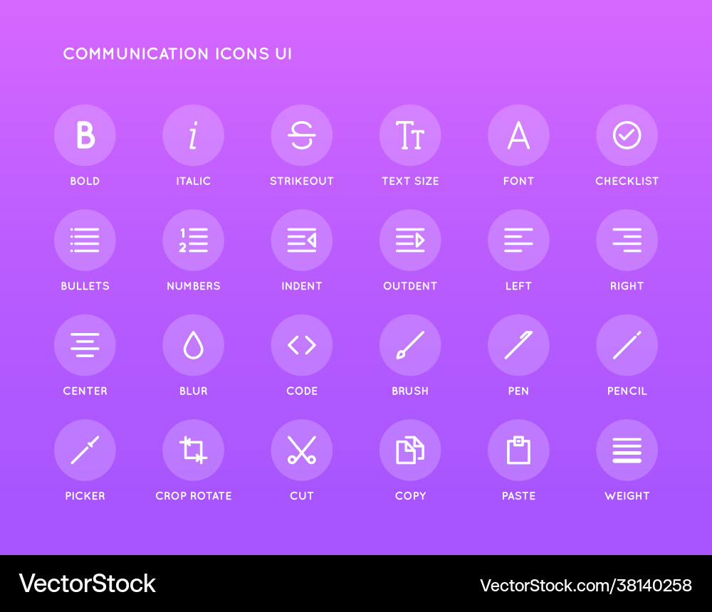 Textbearbeitung Benutzeroberfläche ui icon set high Vektorbild