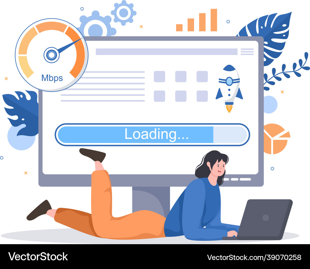 Website loading speed optimization with server Website loading speed optimization with server vector image