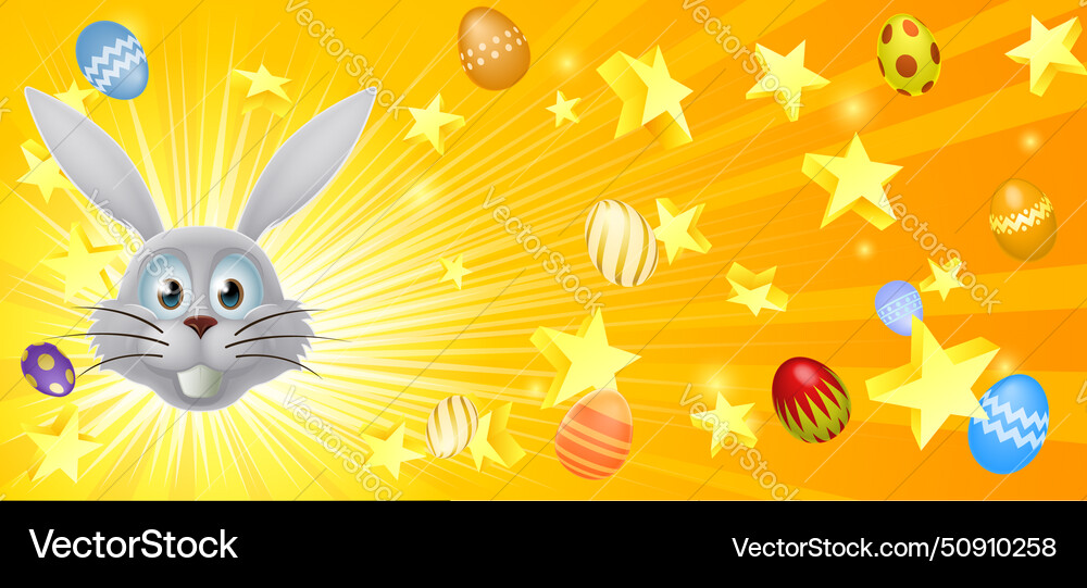 White easter bunny banner Royalty Free Vector Image