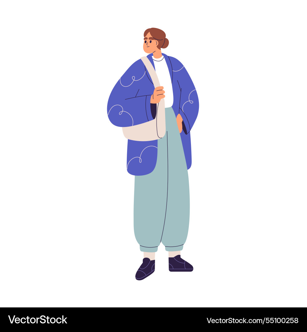Woman standing in urban style outfit modern young Woman standing in urban style outfit modern young Vector Image