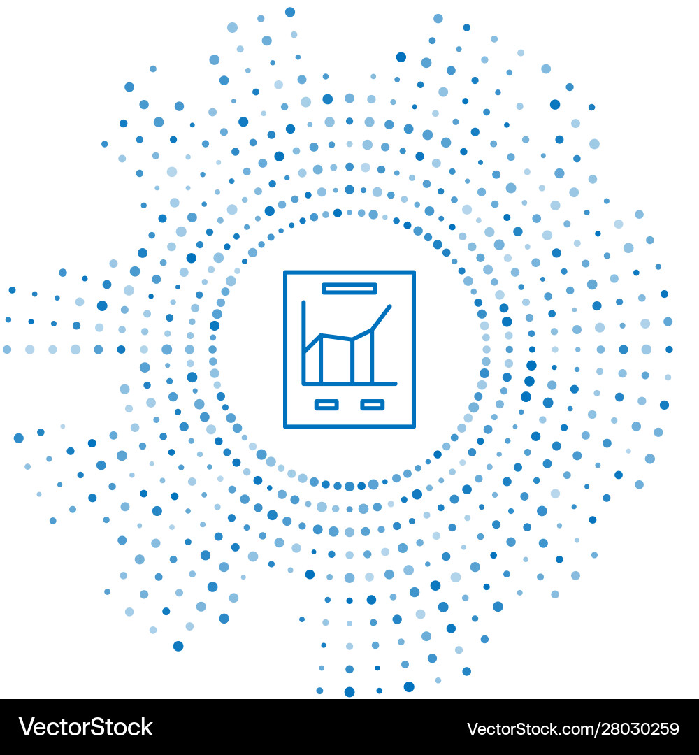 Blue line document with graph chart icon isolated vector image